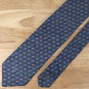 Brioni Foulard Geometric Blue Gray Cats Eye Neck Tie 3.75" x 60.5" Made in Italy